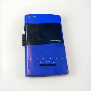 Sharp JC-F3 Portable Cassette Player Recorder Blue Tested Working Mint - Vintage